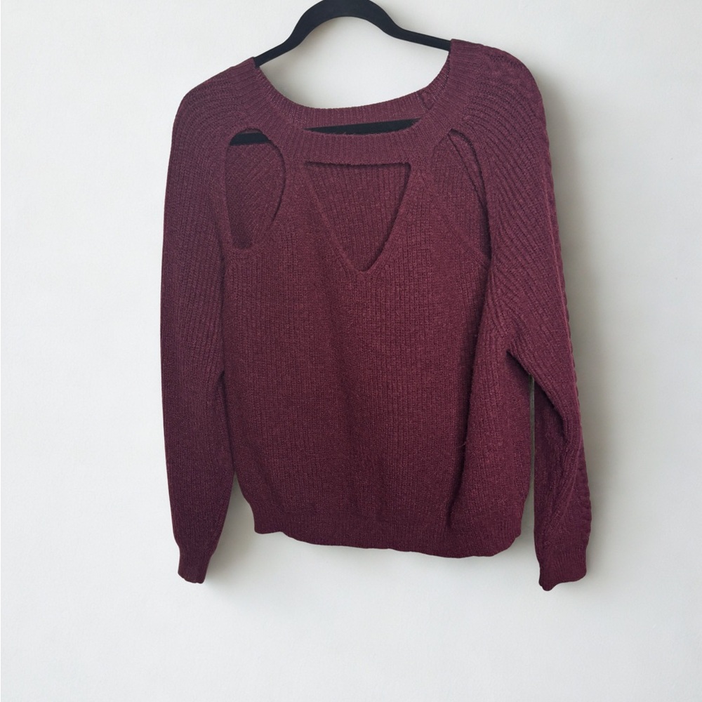 SHEIN Maroon Cutout Sweater